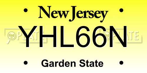 YHL66N New Jersey License Plate
