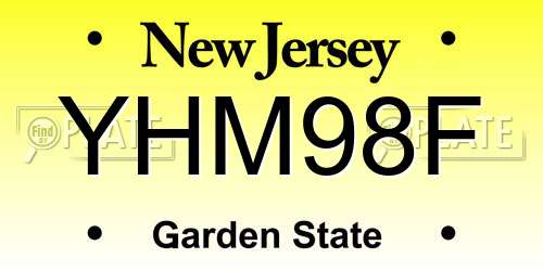 YHM98F New Jersey License Plate