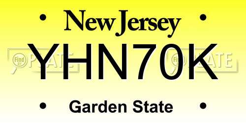 YHN70K New Jersey License Plate