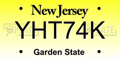 YHT74K New Jersey License Plate