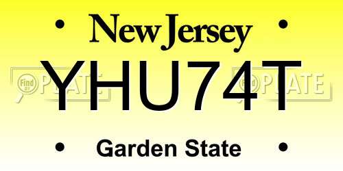 YHU74T New Jersey License Plate