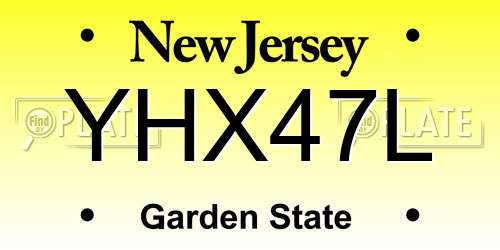 YHX47L New Jersey License Plate
