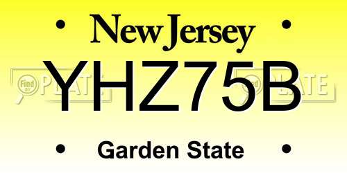 YHZ75B New Jersey License Plate
