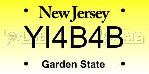 YI4B4B New Jersey License Plate