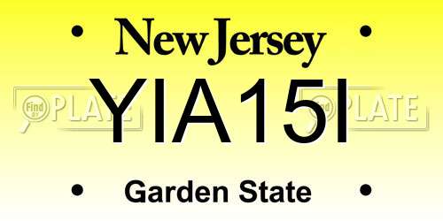 YIA15I New Jersey License Plate