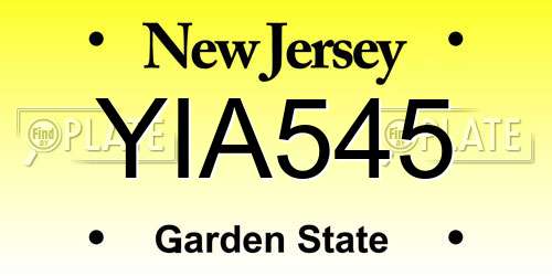 YIA545 New Jersey License Plate