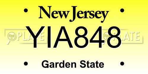 YIA848 New Jersey License Plate