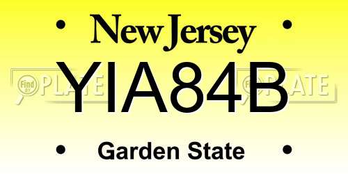 YIA84B New Jersey License Plate