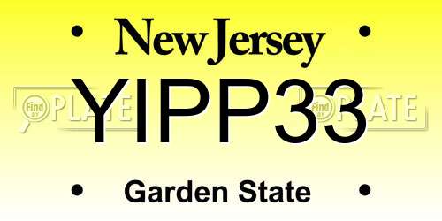YIPP33 New Jersey License Plate