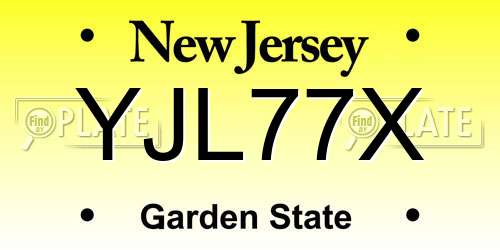 YJL77X New Jersey License Plate