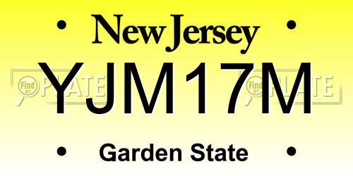 YJM17M New Jersey License Plate