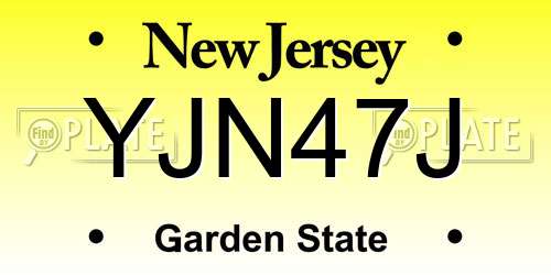 YJN47J New Jersey License Plate