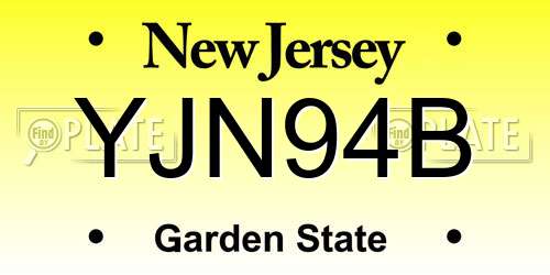 YJN94B New Jersey License Plate