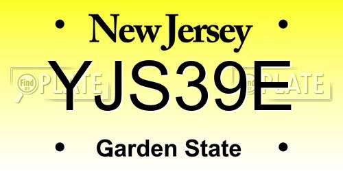 YJS39E New Jersey License Plate