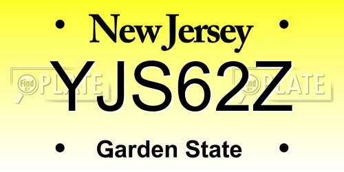 YJS62Z New Jersey License Plate