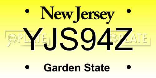 YJS94Z New Jersey License Plate