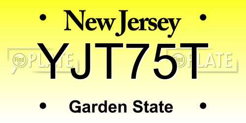 YJT75T New Jersey License Plate