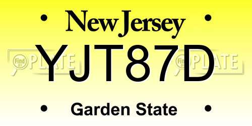 YJT87D New Jersey License Plate