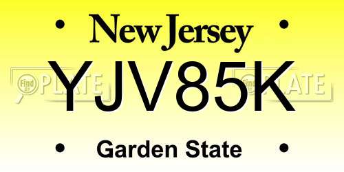 YJV85K New Jersey License Plate