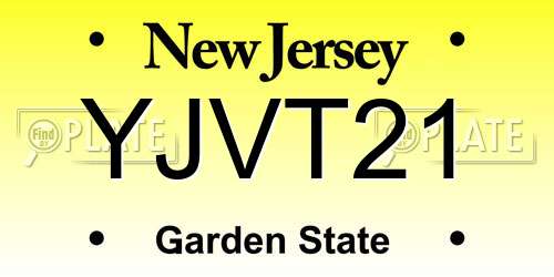 YJVT21 New Jersey License Plate