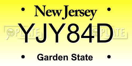 YJY84D New Jersey License Plate