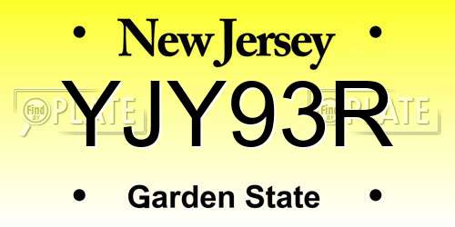 YJY93R New Jersey License Plate