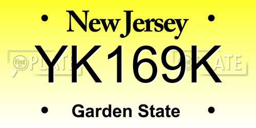 YK169K New Jersey License Plate