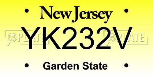 YK232V New Jersey License Plate