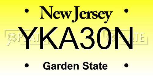 YKA30N New Jersey License Plate