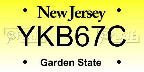 YKB67C New Jersey License Plate