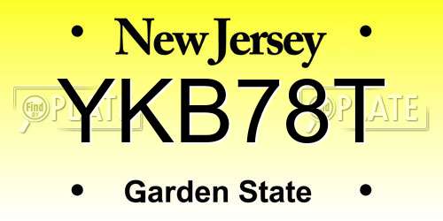 YKB78T New Jersey License Plate