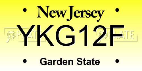 YKG12F New Jersey License Plate