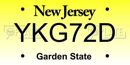 YKG72D New Jersey License Plate