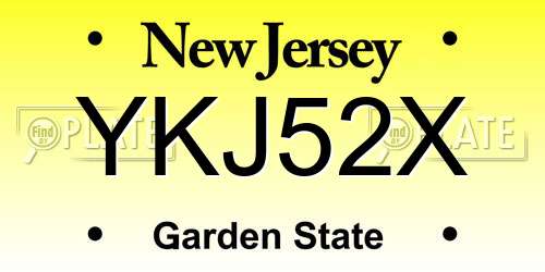 YKJ52X New Jersey License Plate