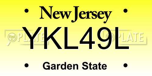 YKL49L New Jersey License Plate