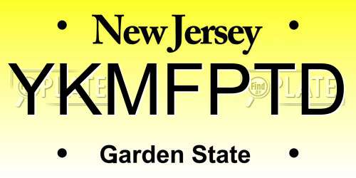 YKMFPTD New Jersey License Plate