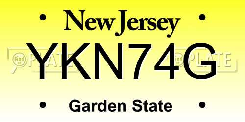 YKN74G New Jersey License Plate