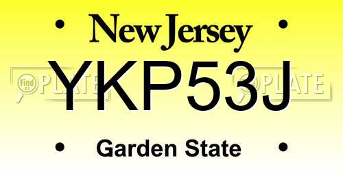 YKP53J New Jersey License Plate