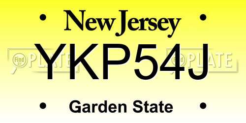 YKP54J New Jersey License Plate