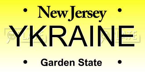 YKRAINE New Jersey License Plate