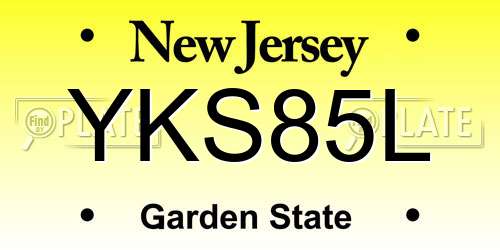 YKS85L New Jersey License Plate