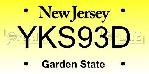 YKS93D New Jersey License Plate