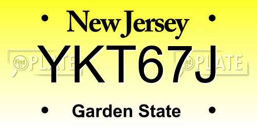 YKT67J New Jersey License Plate