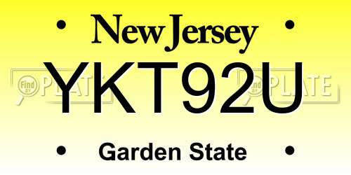 YKT92U New Jersey License Plate