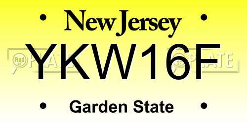 YKW16F New Jersey License Plate