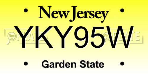 YKY95W New Jersey License Plate