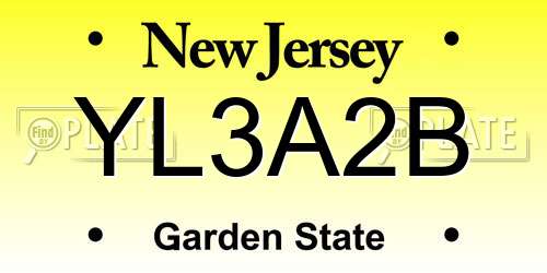 YL3A2B New Jersey License Plate