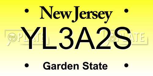YL3A2S New Jersey License Plate