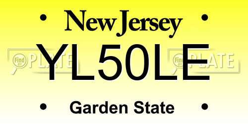 YL50LE New Jersey License Plate