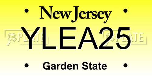 YLEA25 New Jersey License Plate